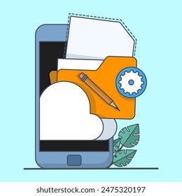 Cloud computing concept. Flat vector icon of vector cloud service, sharing videos and images online, backing up files to cloud storage from laptop. cloud computing security, data protection.