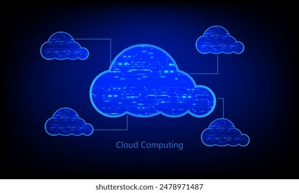 cloud computing concept futuristic connection network security communication information on cyber tech