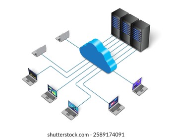 Cloud computing concept. Global networking.