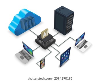 Cloud computing concept. Global networking.