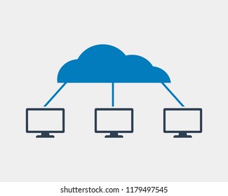 Cloud computing concept icon on gray background.