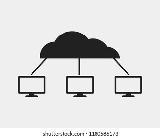 Cloud computing concept icon on gray background.