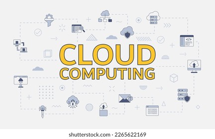 cloud computing concept with icon set with big word or text on center