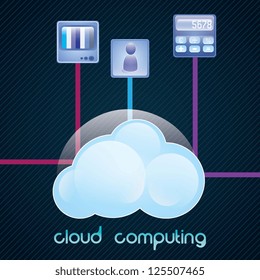 Cloud Computing concept with icons (Tv icon app). Vector illustration