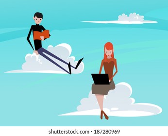 Cloud computing concept illustration 