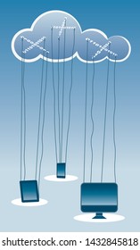 Cloud computing concept illustration like a marionette theatre. Digital era concept