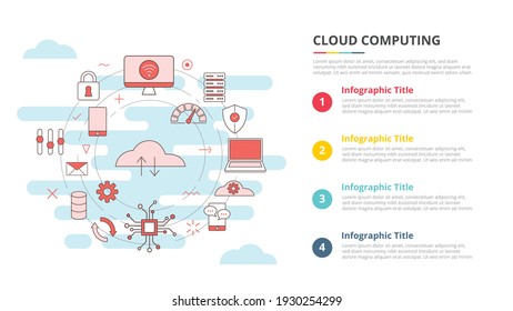 Cloud Computing Concept For Infographic Template Banner With Four Point List Information