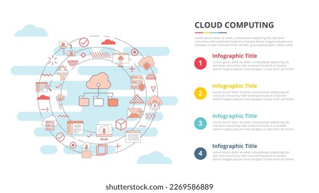 cloud computing concept for infographic template banner with four point list information