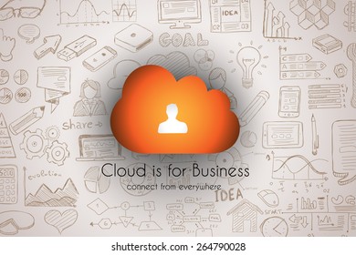 Cloud Computing concept with infographics sketch set: design elements isolated, vector shapes. It include lots of icons included graphs, stats, devices,laptops, clouds, concepts and so on.