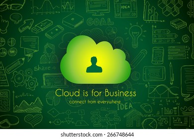 Cloud Computing concept with infographics sketch set: design elements isolated, vector shapes. It include lots of icons included graphs, stats, devices,laptops, clouds, concepts and so on.