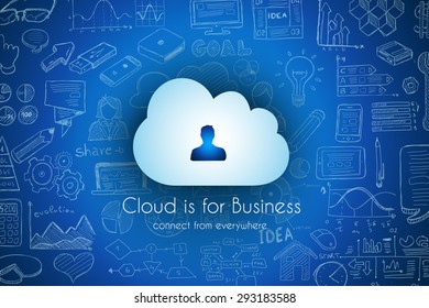 Cloud Computing concept with infographics sketch set: design elements isolated, vector shapes. It include lots of icons included graphs, stats, devices,laptops, clouds, concepts and so on.