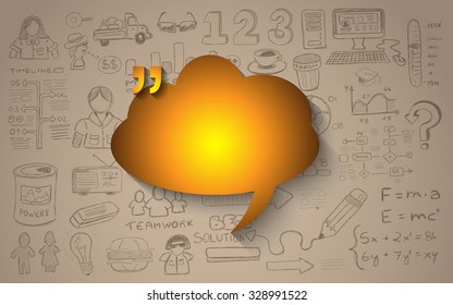 Cloud Computing concept with infographics sketch set: design elements isolated, vector shapes. It include lots of icons included graphs, stats, devices,laptops, clouds, concepts and so on.