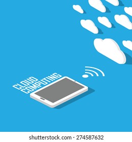 Cloud computing concept infographics. Technology presentation in modern isometric flat design. Eps10 vector illustration.