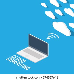 Cloud computing concept infographics. Technology presentation in modern isometric flat design. Eps10 vector illustration.