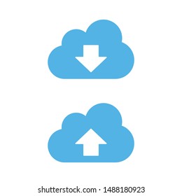 Cloud computing concept isolated on white background. Template vector illustration. Upload and download icons. 