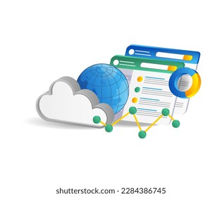 Cloud computing concept. Isometric illustration for web design