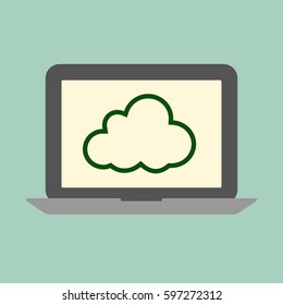 Cloud Computing Concept. Laptop