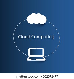 Cloud Computing Concept with Laptop Computer. Eps 10 Stock Vector Illustration
