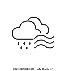 cloud computing concept. logo. 
simple vector illustration. black and white icon or sign. weather. wind, clouds, rain. climate symbol