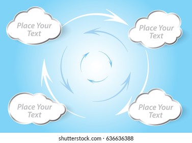 Cloud Computing concept on the blue background. Vector illustration