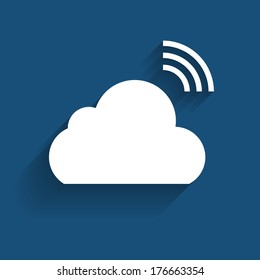 Cloud Computing Concept on Different Electronic Devices. Vector Illustration 