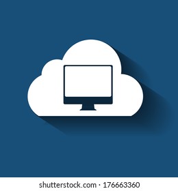 Cloud Computing Concept on Different Electronic Devices. Vector Illustration 
