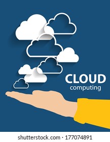Cloud Computing Concept on Different Electronic Devices. Vector Illustration 