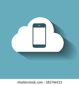 Cloud Computing Concept on Different Electronic Devices. Vector Illustration