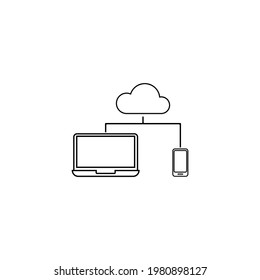 Cloud Computing Concept on Different Electronic Devices. Vector Illustration