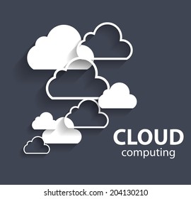 Cloud Computing Concept on Different Electronic Devices. Vector Illustration 