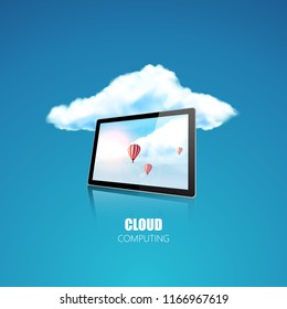 Cloud computing concept, photorealistic vector.