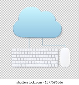 Cloud Computing Concept Transparent Background, Vector Illustration