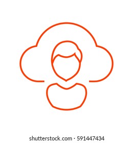 Cloud computing concept with user icon