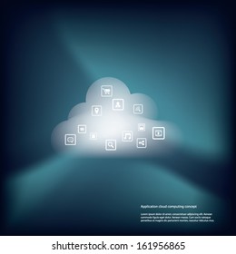 Cloud computing concept vector illustration with space for text suitable for presentations or infographics