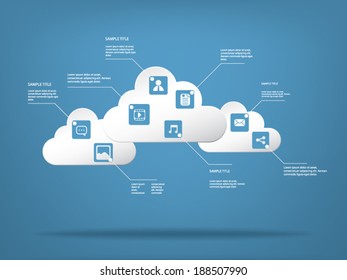 Cloud computing concept vector illustration with applications icons and devices. Eps10 vector illustration