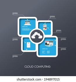 Cloud computing concept vector illustration with applications icons and devices. Eps10 vector illustration