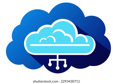 Cloud computing concept vector illustration, cloud with a network cable running through it.