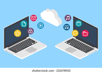 Cloud computing concept. Vector illustration, isometric style 