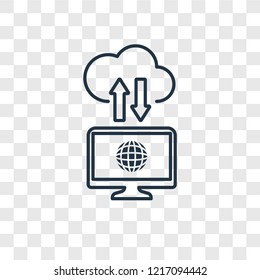 Cloud computing concept vector linear icon isolated on transparent background, Cloud computing concept transparency concept in outline style