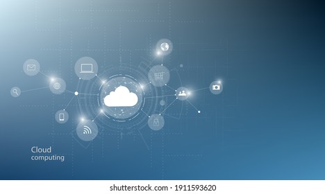 Cloud computing concept.Abstract cloud connection technology background.