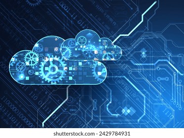 Cloud computing concept.Abstract connection technology background. Hand drawn vector.