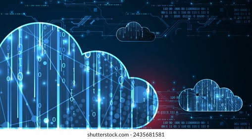 Cloud computing concept.Abstract connection technology background. Hand drawn vector.