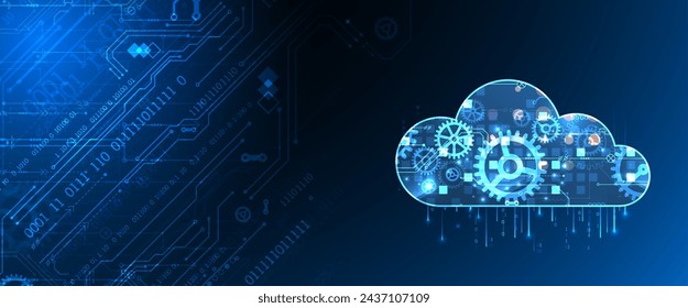 Cloud computing concept.Abstract connection technology background. Hand drawn vector.