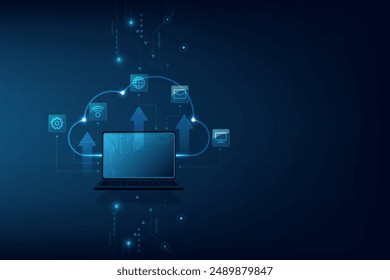Cloud computing concept.Abstract cloud connection technology background.	