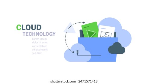 Cloud computing concept,cloud server,device data exchange and file synchronization concept