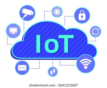 Cloud Computing Connecting with Digital Equipment via Wi-Fi Signal by IoT or Internet of Things Technology Concept Illustration Clip Art