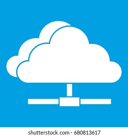Cloud computing connection icon white isolated on blue background vector illustration