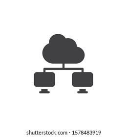 Cloud computing connection vector icon. Network data server filled flat sign for mobile concept and web design. Cloud hosting glyph icon. Symbol, logo illustration. Vector graphics