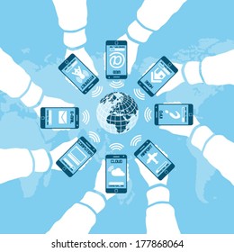 CLOUD COMPUTING CONNECTION WORLD FUTURISTIC MODERN BUSINESS 