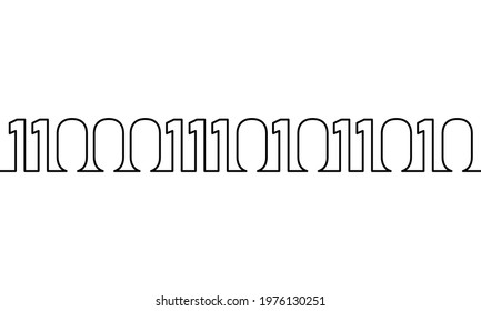Cloud computing continuous line art. Border from binary code numbers. Big data information future modern internet business technology. Single one line drawing vector illustration